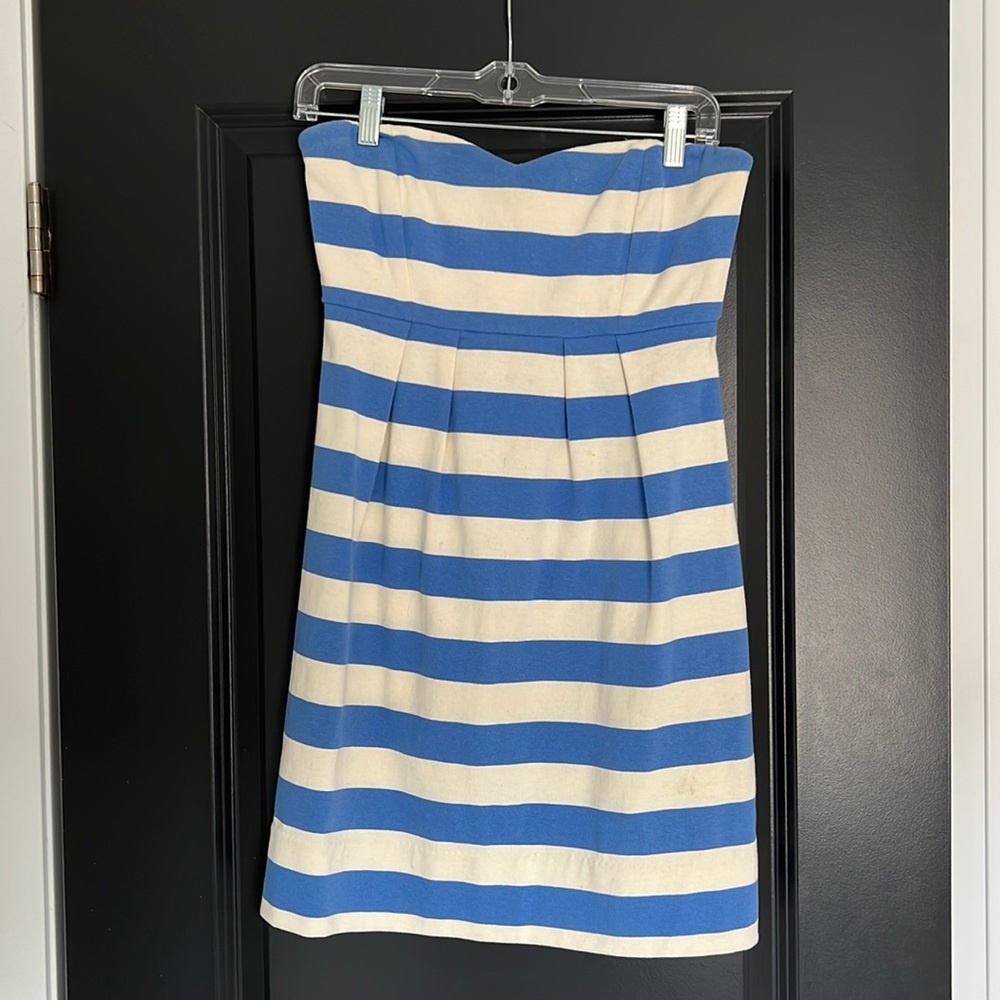 J. Crew Strapless Striped Cotton Dress- Size 4